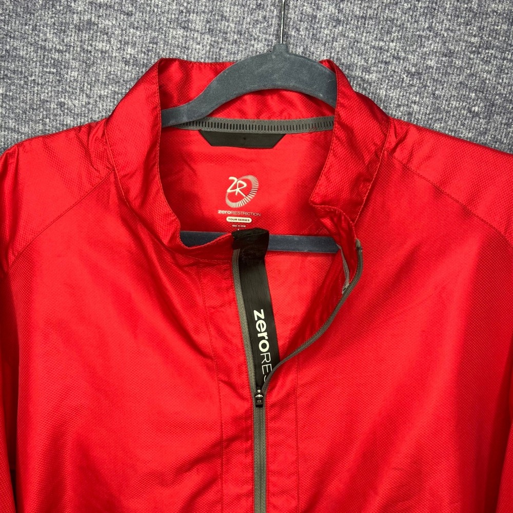 Zero Restriction Tour Series Mens Red Golf Jacket Windbreaker Full Zip Large